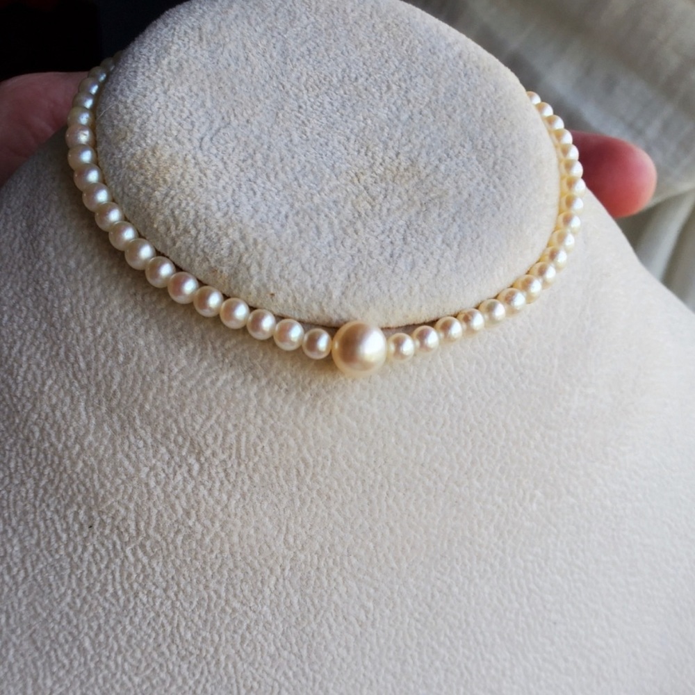 VINTAGE TIFFANY 14K CHILD or WOMAN'S CHOKER PEARL STRAND, 15"